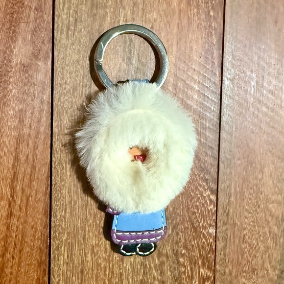 Coach Leather and Mink Fur Eskimo Keychain Fob Bag Charm - Picture 2 of 5
